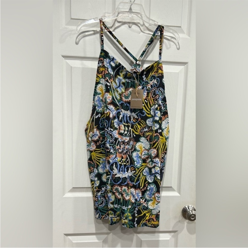 Patagonia Women's Small Tidal Threads Romper Black Pattern NWT Light Airy Fabric